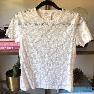 Vintage Cream Lace short sleeve blouse